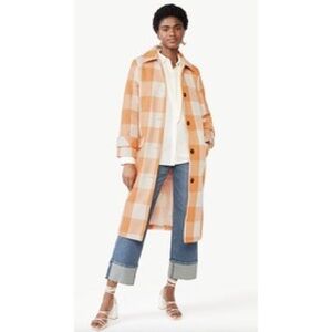 Scoop Orange Plaid /Buffalo Check Long Coat - Size 16/18